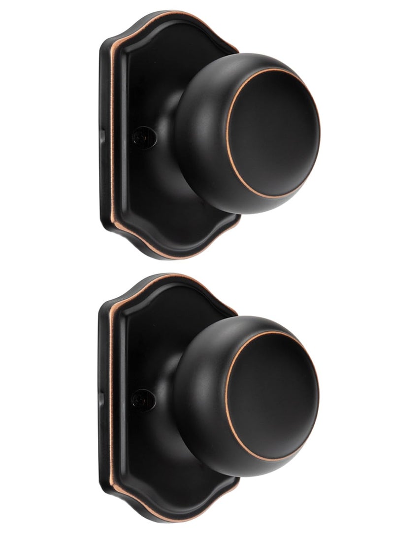 Haidms Oil Rubbed Bronze Dummy Door Knobs Interior, Dummy Interior Door knobs, Bronze Indoor Dummy Doorknobs for Closet or Hall (2 Pack) - Image 1